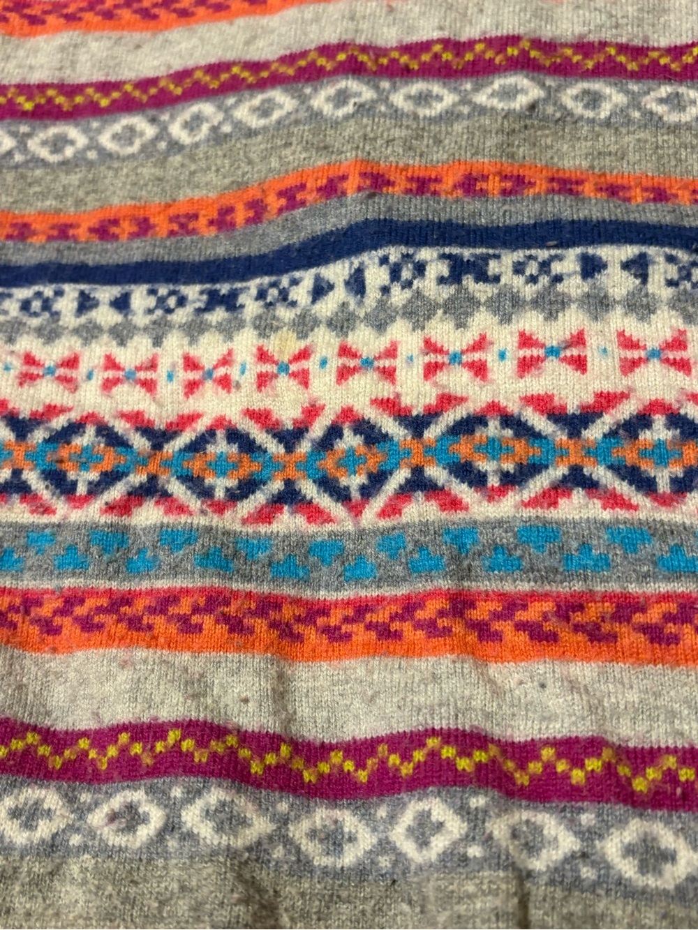 GAP Multicolor Fair Isle Crewneck Sweater - Gray, Blue, Pink, Orange, Purple - Picture 3 of 4